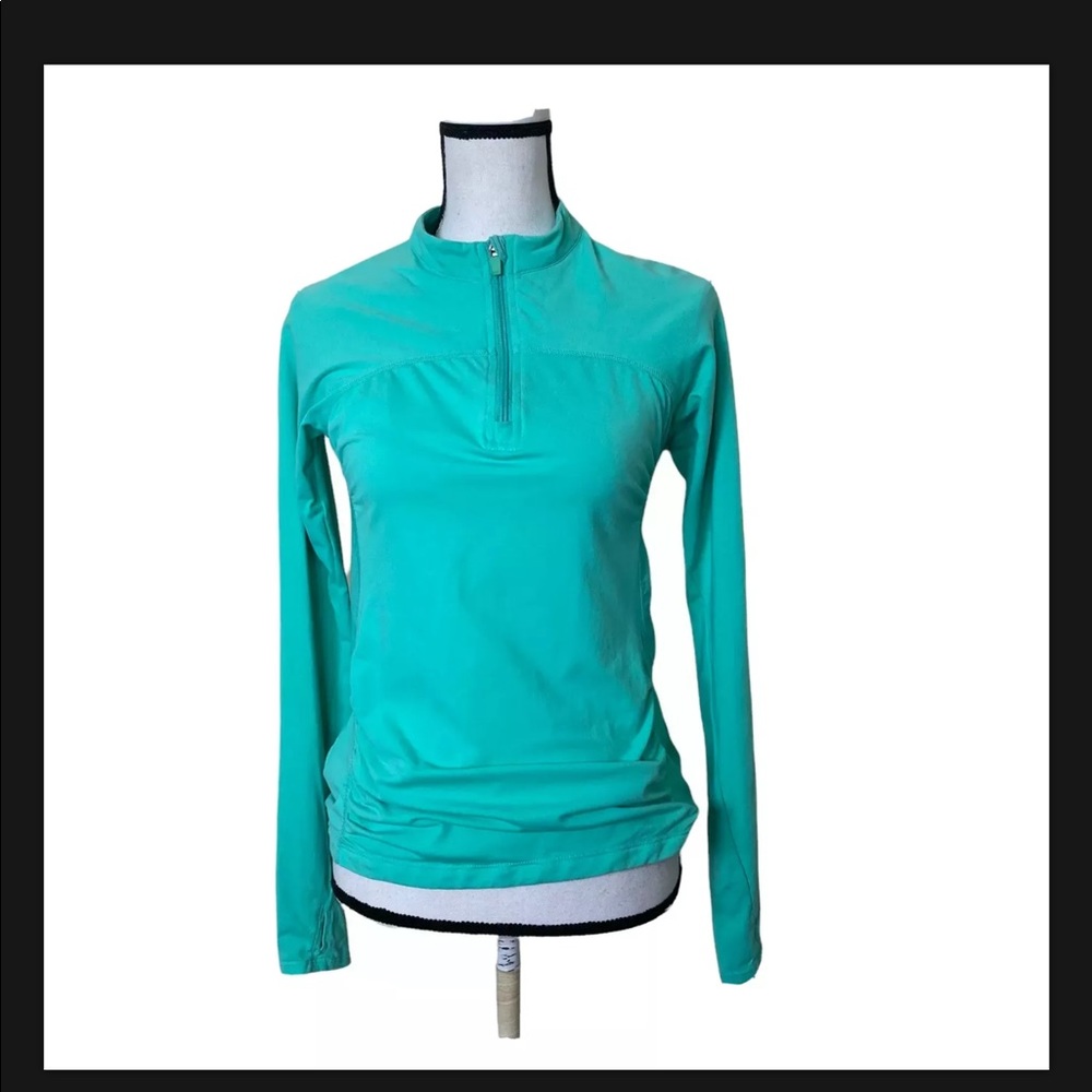 Kyodan Activewear Size M Top Green Womens Mesh Back Thumb Hole Sleeve Y2K